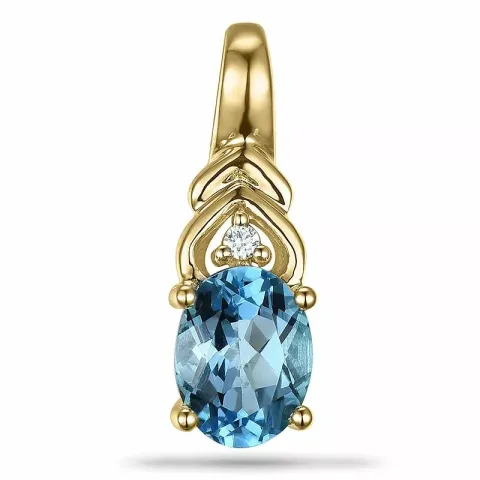 Ovaler topas diamantanhänger in 9 karat gold 0,01 ct 1,70 ct