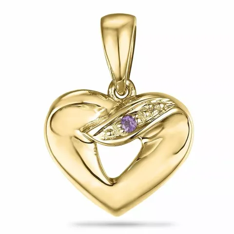 Herz amethyst anhänger in 9 karat gold 0,008 ct