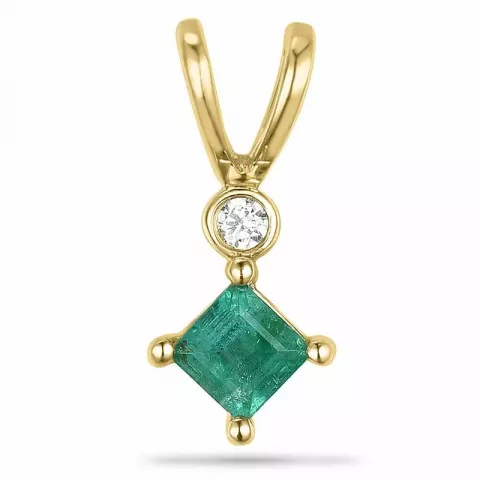 Viereckigem smaragd diamantanhänger in 9 karat gold 0,01 ct 0,26 ct