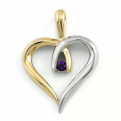 Herz Amethyst Anhänger in 9 karat Gold- und Weißgold 0,03 ct ct