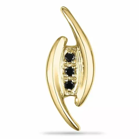 Schwarzem diamant anhänger in 9 karat gold 0,01 ct