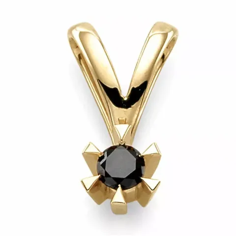 schwarz Solitäranhänger in 9 karat Gold 0,11 ct