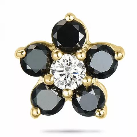 Blumen schwarz Diamant Diamantanhänger in 9 karat Gold 0,06 ct 0,33 ct