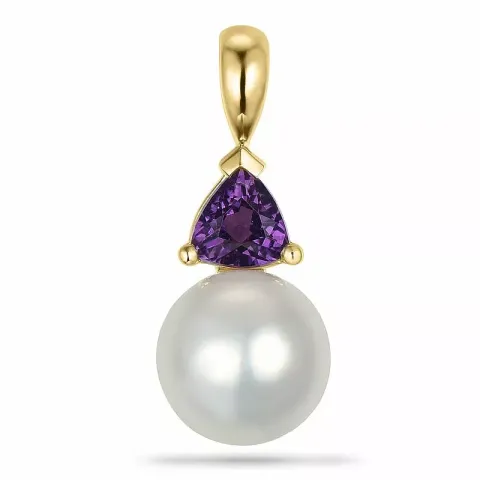 Perle anhänger in 9 karat gold 0,40 ct