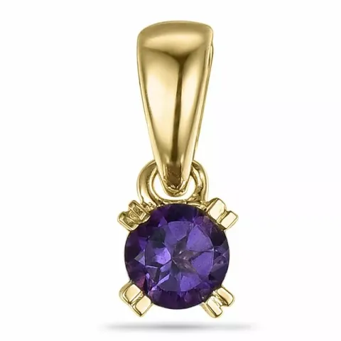 Runder amethyst anhänger in 9 karat gold 0,10 ct