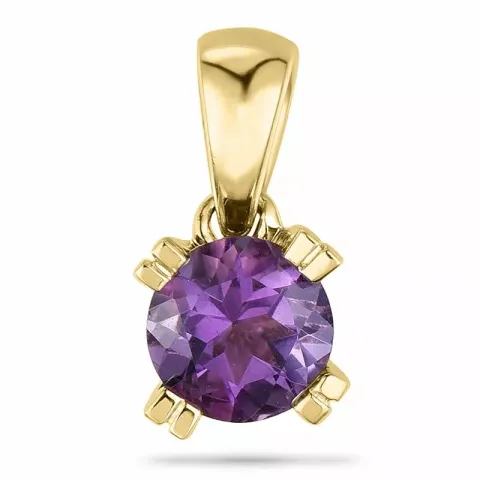 Runder amethyst anhänger in 9 karat gold 0,47 ct