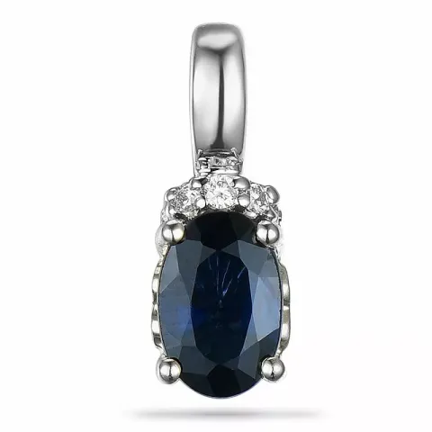 Ovaler saphir diamantanhänger in 9 karat weißgold 0,03 ct 0,65 ct