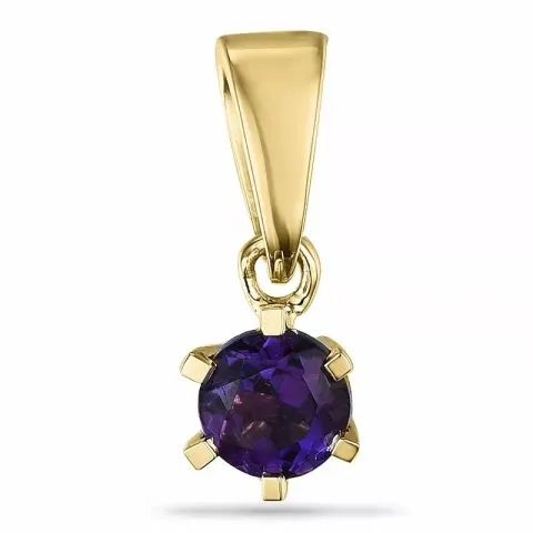 Runder amethyst anhänger in 9 karat gold 0,22 ct