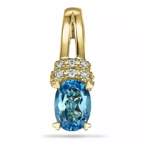 Ovaler topas diamantanhänger in 9 karat gold 0,07 ct 0,92 ct