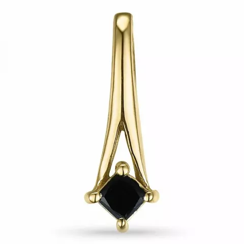 Viereckigem schwarzem diamant anhänger in 9 karat gold 0,11 ct