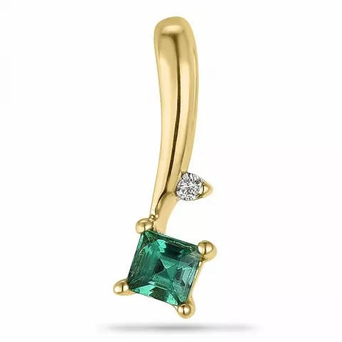 Viereckigem smaragd diamantanhänger in 9 karat gold 0,007 ct 0,13 ct