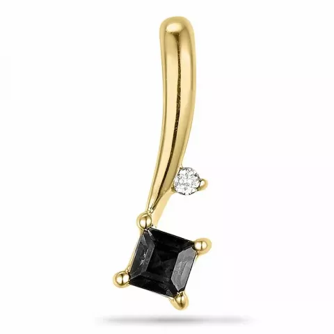 Viereckigem schwarzem diamant diamantanhänger in 9 karat gold 0,007 ct 0,19 ct