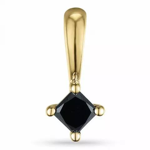Viereckigem schwarzem diamant anhänger in 9 karat gold 0,19 ct