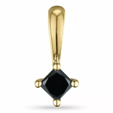 Viereckigem schwarzem diamant anhänger in 9 karat gold 0,19 ct