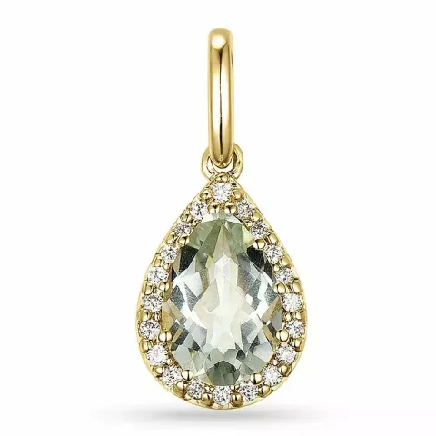 grünem Amethyst Diamantanhänger in 9 karat Gold 1,55 ct 0,10 ct