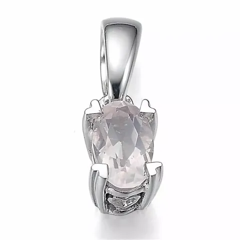 altrosa Quarz Anhänger in 9 karat Weißgold 0,25 ct
