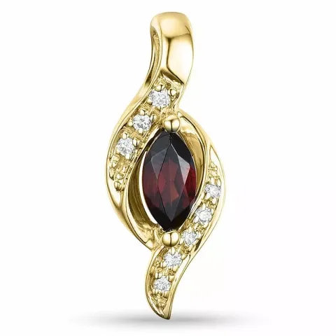 Elegant abstraktem granat diamantanhänger in 9 karat gold 0,04 ct 0,30 ct