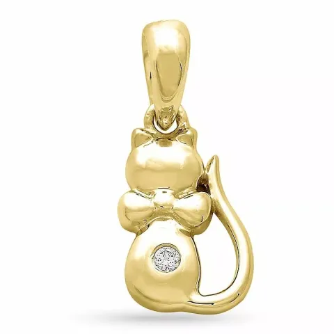 Katze Diamant Anhänger in 9 karat Gold 0,01 ct