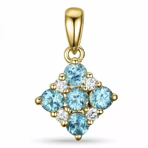 viereckigem Topas Diamantanhänger in 9 karat Gold 0,05 ct 0,45 ct
