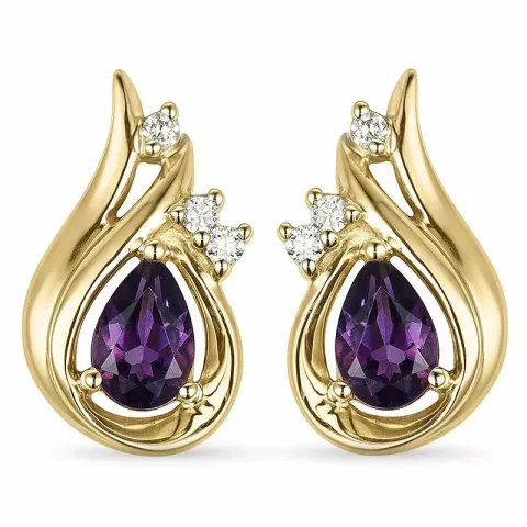 Amethyst diamantohrringe in 9 karat gold mit diamanten und amethysten 