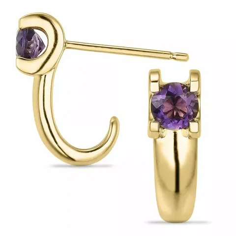 Amethyst Halbkreolen in 9 Karat Gold mit Amethyst