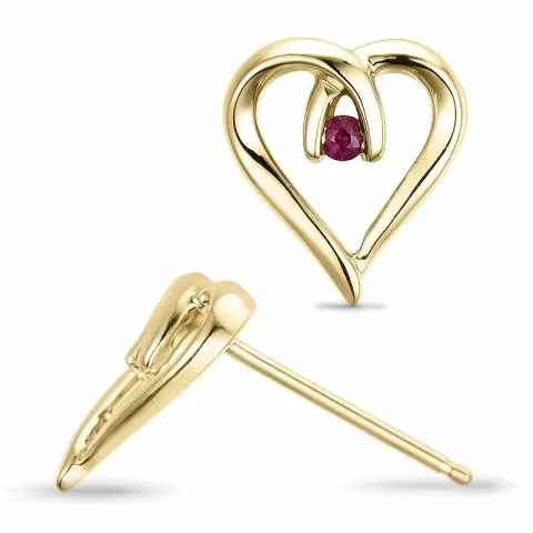 Herz Rubin Ohrringe in 9 Karat Gold mit Rubinen