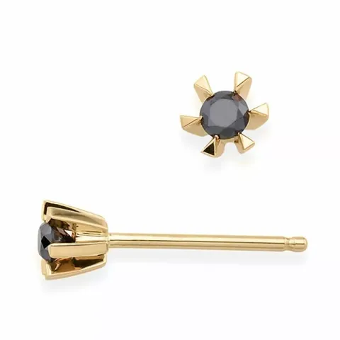 2 x 0,05 ct schwarzem Diamant Solitärohrstecker in 9 Karat Gold mit schwarz Diamant