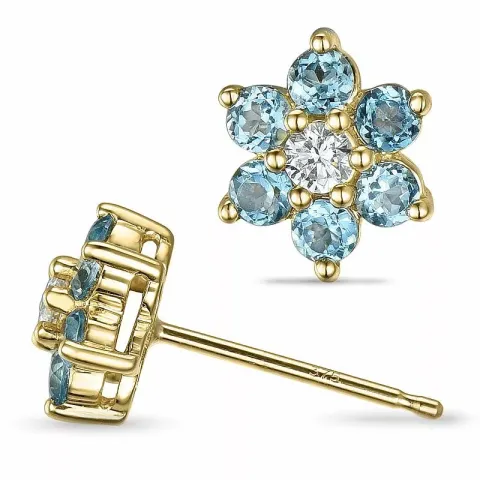Blumen topas diamantohrringe in 9 karat gold mit diamanten und topasen