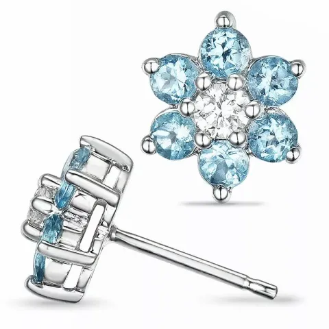 Blumen topas diamantohrringe in 9 karat weißgold mit diamanten und topasen