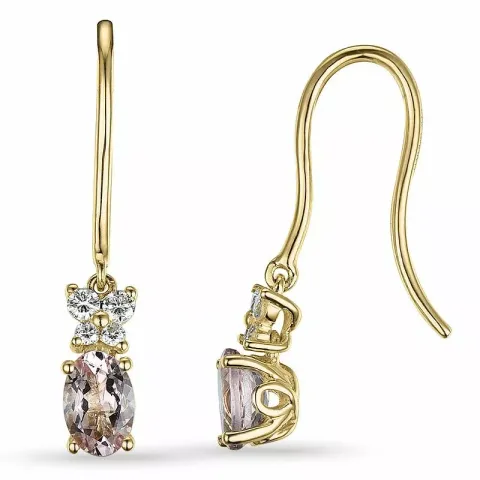 Ovalen morganit diamantohrringe in 9 karat gold mit diamanten und morganit