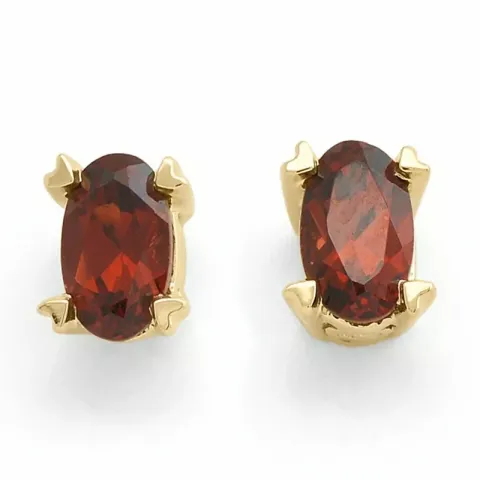 Granat Solitärohrstecker in 9 Karat Gold mit Granat
