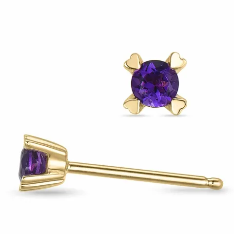 2 x 0,10 ct Amethyst Solitärohrstecker in 9 Karat Gold mit Amethyst