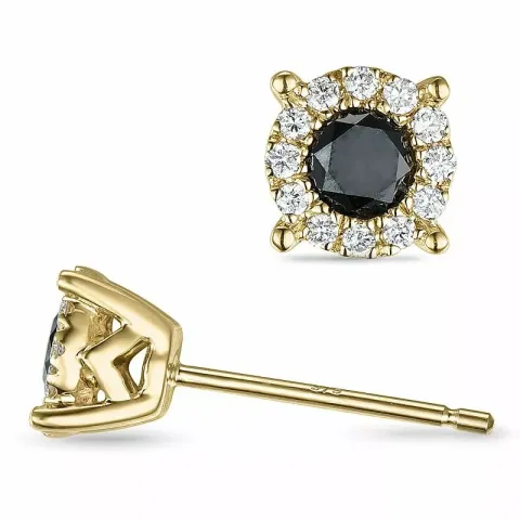 schwarzem Diamant Ohrstecker in 9 Karat Gold mit Diamant und schwarz Diamant