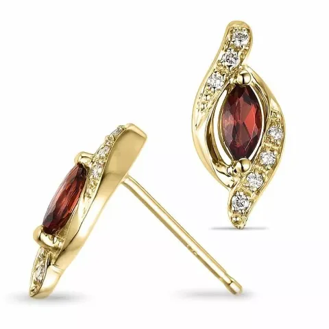 Granat brillantohrringen in 9 karat gold mit diamanten und granaten
