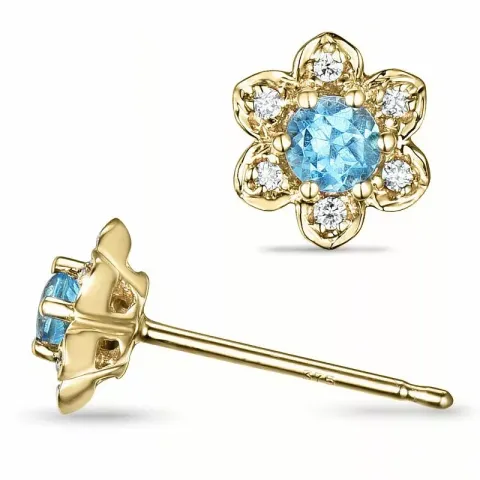 Blumen topas diamantohrringe in 9 karat gold mit diamanten und topasen