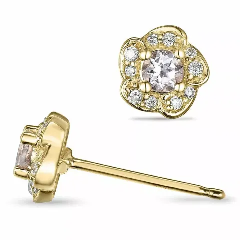 Blumen morganit diamantohrringe in 9 karat gold mit diamanten und morganit 