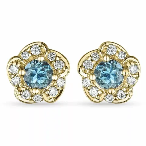 Blumen topas diamantohrringe in 9 karat gold mit diamanten und topasen