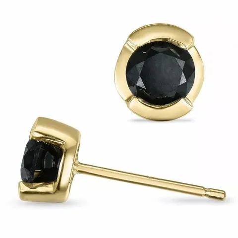 schwarzem Diamant Solitärohrstecker in 9 Karat Gold mit schwarz Diamant