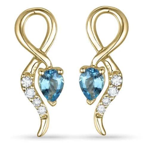 Topas diamantohrringe in 9 karat gold mit diamanten und topasen 