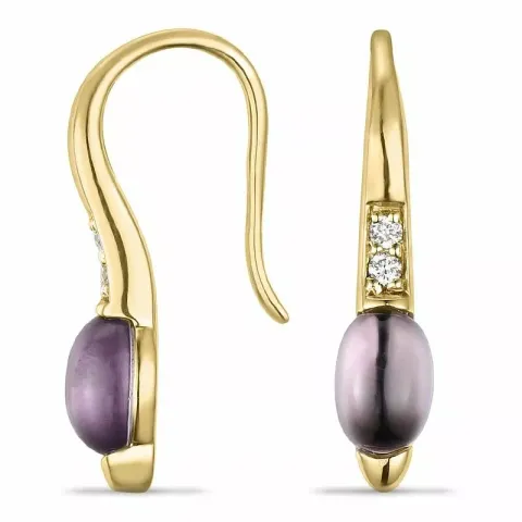 Lange amethyst diamantohrringe in 9 karat gold mit diamanten und amethysten