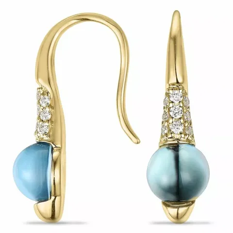 Lange topas diamantohrringe in 9 karat gold mit diamanten und topasen
