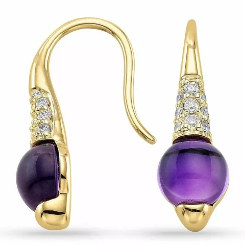Lange amethyst diamantohrringe in 9 karat gold mit diamanten und amethysten