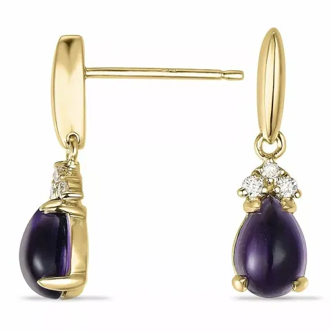Lange tropfen amethyst diamantohrringe in 9 karat gold mit diamanten und amethysten