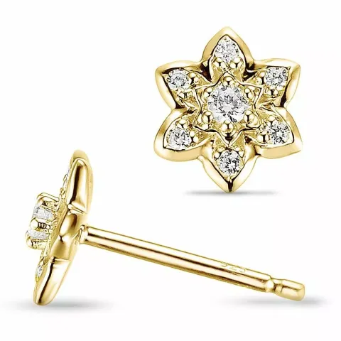 Blumen diamant ohrstecker in 9 karat gold mit diamanten