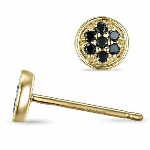 runden schwarzem Diamantohrringe in 9 Karat Gold mit schwarz Diamant