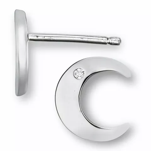 Mond Diamant Ohrringe in 9 Karat Weißgold mit Diamant