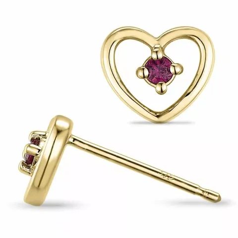 Herz rubin ohrringe in 9 karat gold mit rubinen