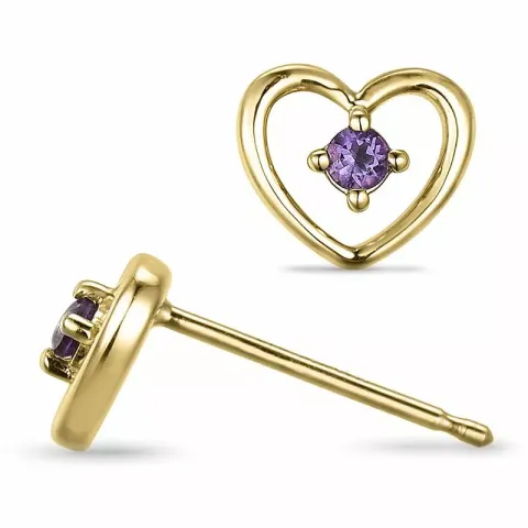 Herz amethyst ohrringe in 9 karat gold mit amethysten