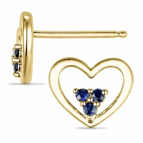 Herz saphir ohrstecker in 9 karat gold mit saphiren 