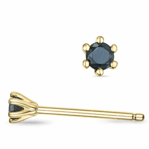 2 x 0,05 ct schwarzem Diamant Solitärohrstecker in 9 Karat Gold mit schwarz Diamant